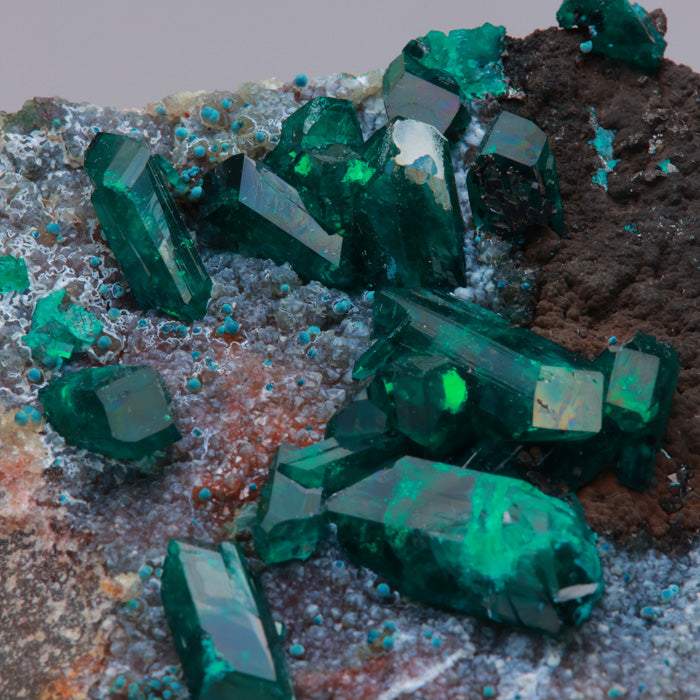 Large Green Dioptase Crystals on Matrix
