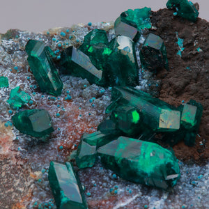 Large Green Dioptase Crystals on Matrix