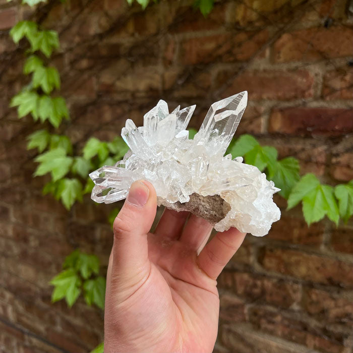 Natural clear quartz crystal cluster