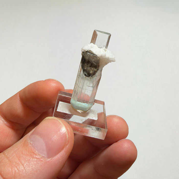 Double Terminated Aquamarine Crystal with Dark Mineral Inclusion Shigar Mine Pakistan 7.02 Grams
