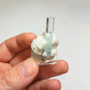 Aquamarine Crystal with White Feldspar Matrix from Shigar Mine Pakistan 14.66 Grams