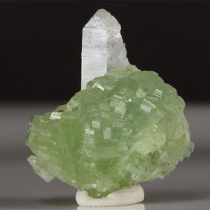 Botryoidal prehnite with quartz crystal from Tanzania small cabinet specimen