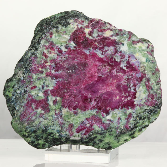 raw red ruby crystal in zoisite