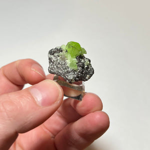 Diopside on host rock Mererani Tanzania green crystal specimen