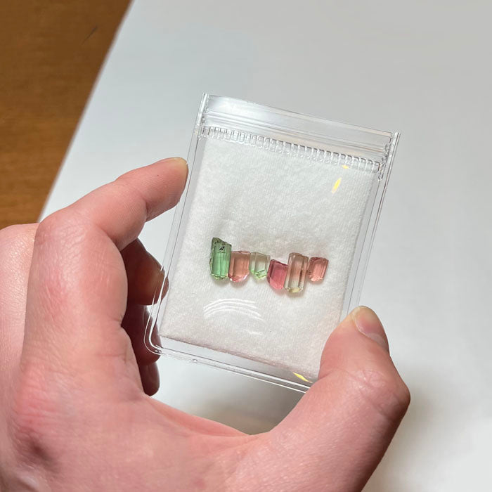 Tourmaline crystal lot Congo six natural crystals green and pink colors