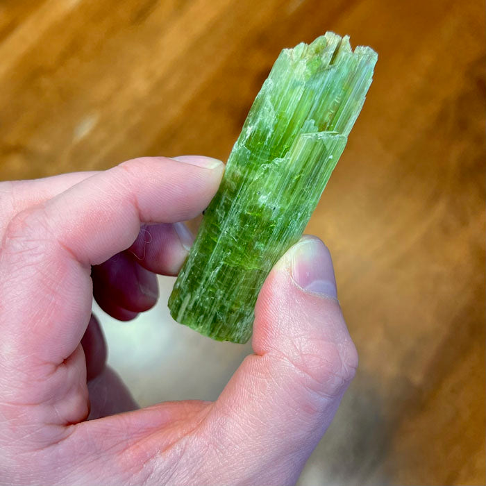 Raw green tremolite crystal tanzania