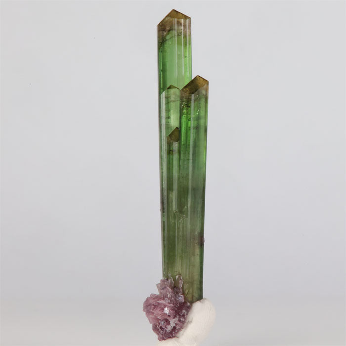 Green Tourmaline and lepidolite crystal cluster from brazil