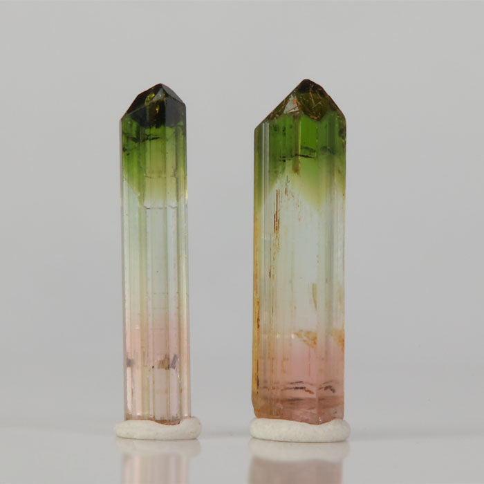 Tricolor tourmaline crystal pair Congo green clear pink natural crystals