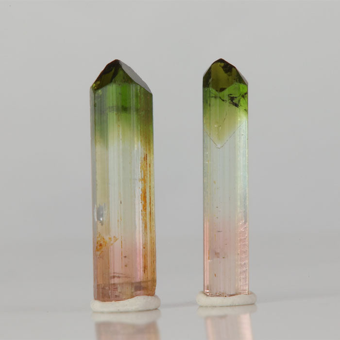 Congo tourmaline crystal pair tricolor elongated natural specimens