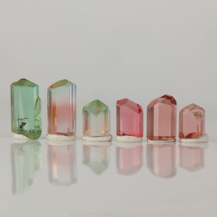 Tourmaline crystal lot Congo six natural crystals green and pink colors