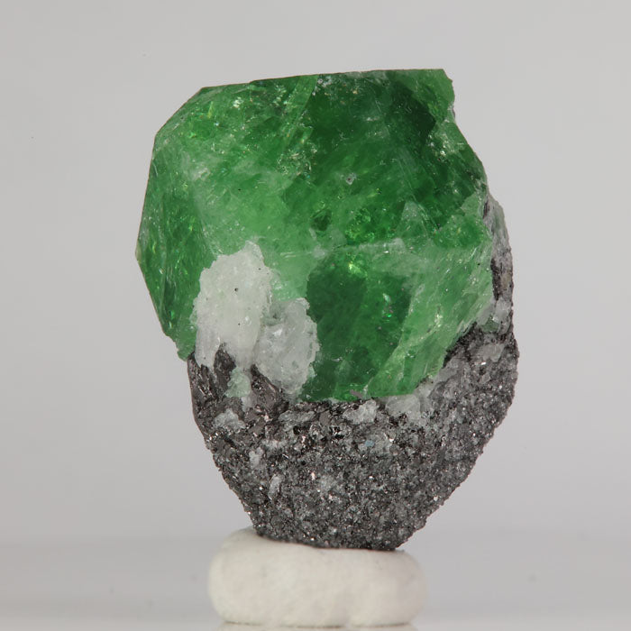 Tsavorite crystal with graphite matrix vivid green collector specimen