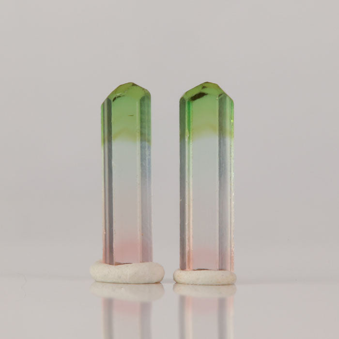 Tourmaline crystal pair Congo tricolor natural slender crystals