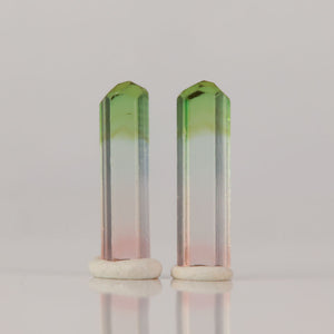 Tourmaline crystal pair Congo tricolor natural slender crystals