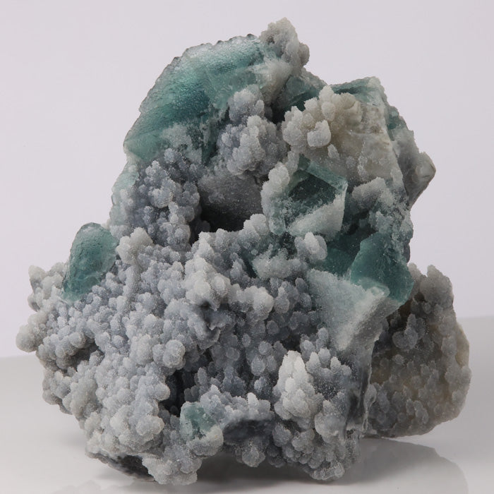 Fluorite and druzy quartz china green