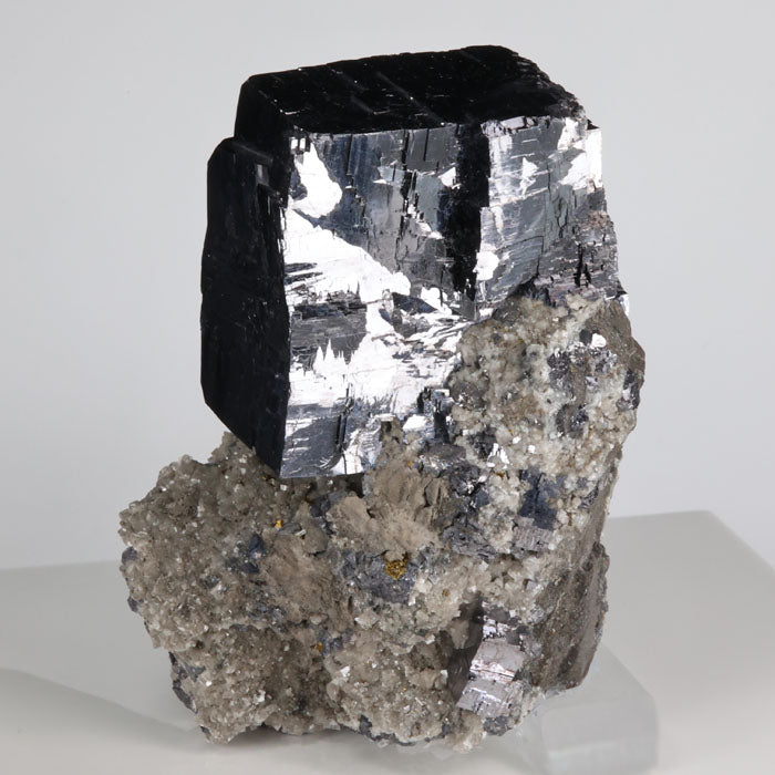 Metallic Galena Crystal on Matrix