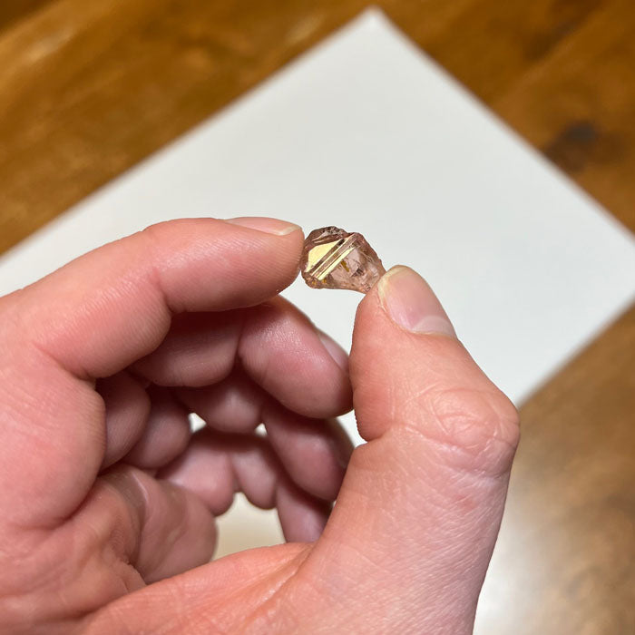 Etched pinky pink tourmaline crystal