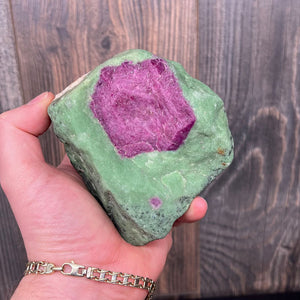 large ruby crystal in green zoisite