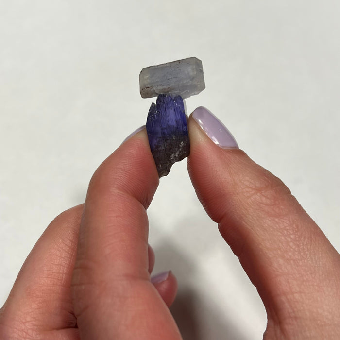 Prehnite on Tanzanite Crystal Specimen