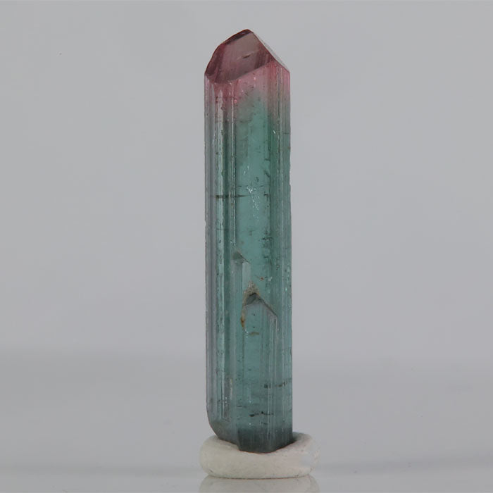 Pink green tourmaline crystal elongated specimen