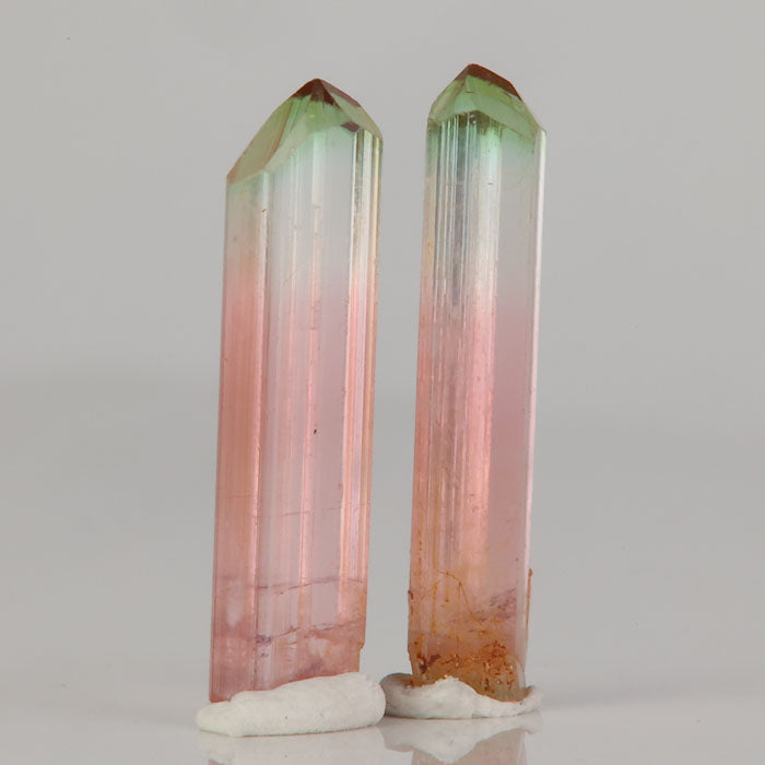Natural tourmaline pair color zoning crystals