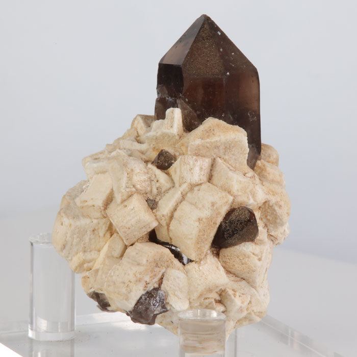 smoky quartz on feldspar