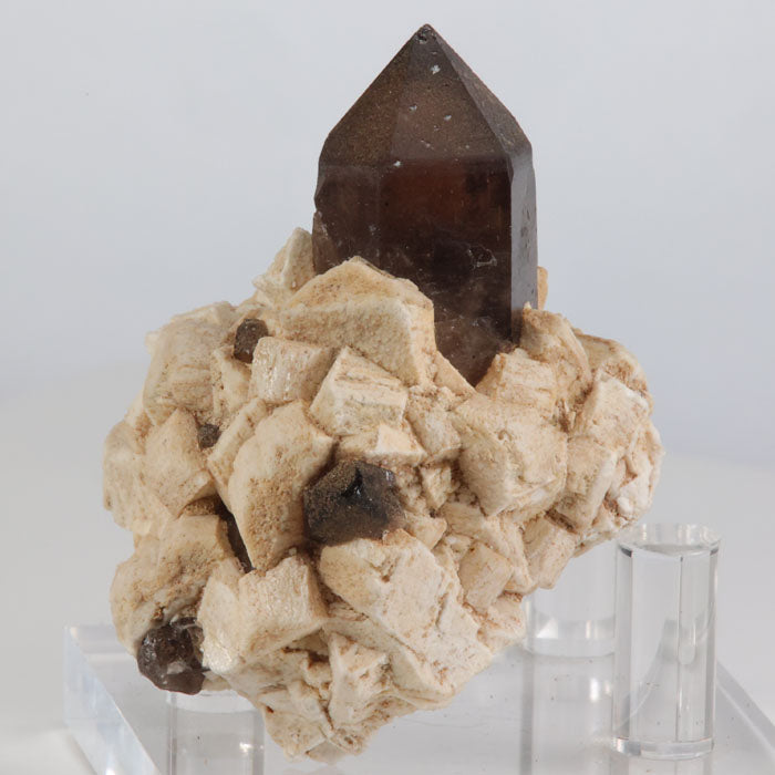 Smoky Quartz Crystal on Feldspar