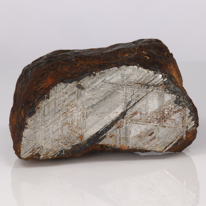 meteorite from space natural and etched surface