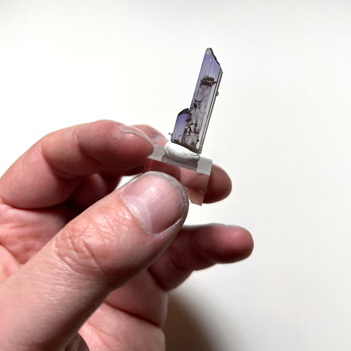 Tanzanite crystal with natural color zoning elongated mineral specimen