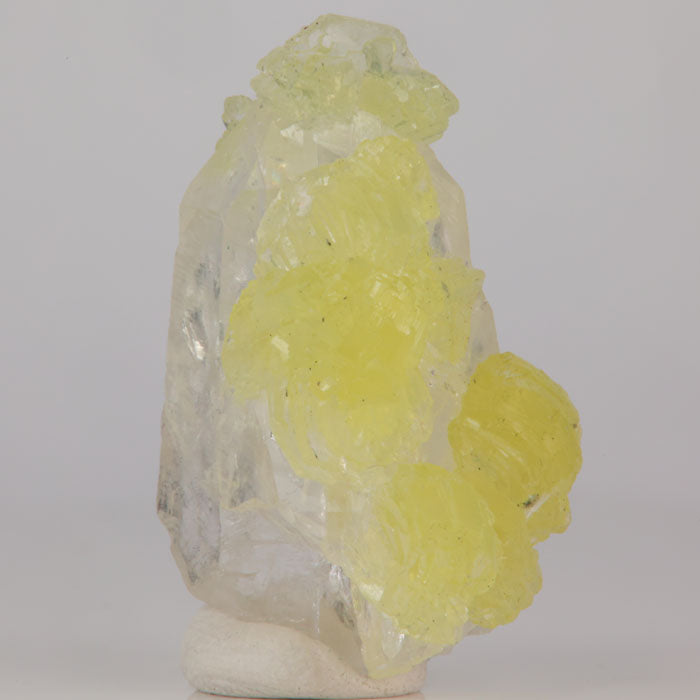 53.95ct Vibrant Yellow Prehnite on a Quartz Crystal