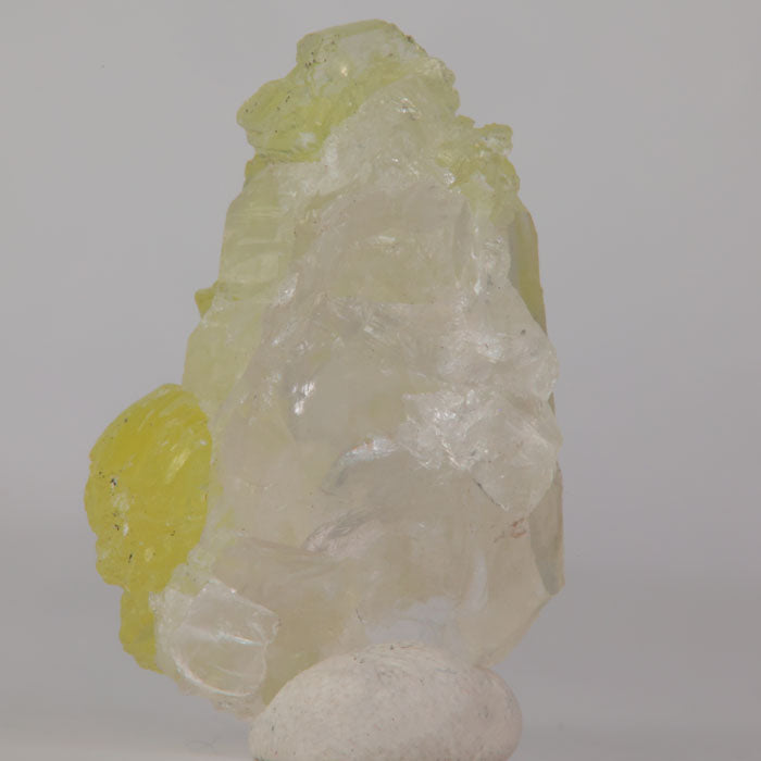 53.95ct Vibrant Yellow Prehnite on a Quartz Crystal