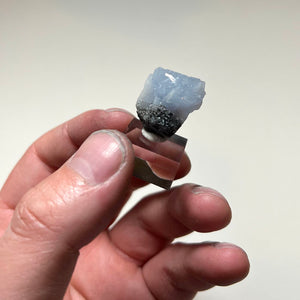 Blue fluorescent mineral prehnite crystal
