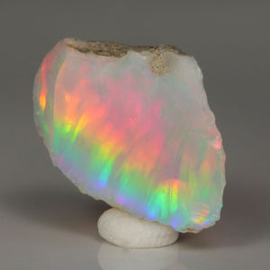 Natural Welo Ethiopian hydrophane opal rough with vibrant play-of-color