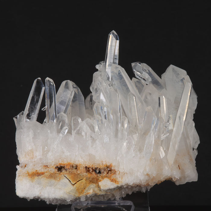 cluster of clear white terminated quartz crystals