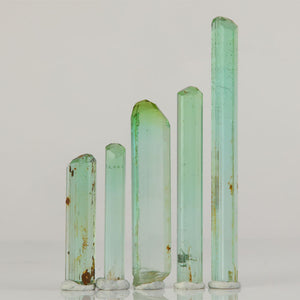 green tourmaline crystal set congo five natural terminated crystals