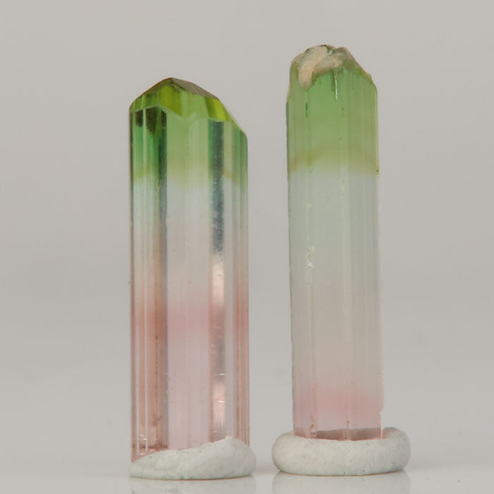 bi color tourmaline crystal pair congo green pink natural specimen