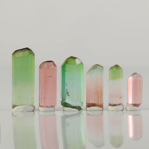 tourmaline crystal lot of six congo green pink natural specimen set