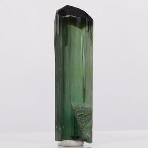 Raw tourmaline crystal green black bicolor mineral specimen