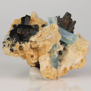 Aquamarine with Schorl on Albite from Pakistan – 54 grams