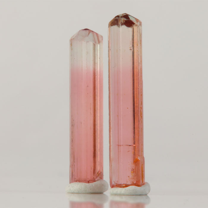 natural pink tourmaline specimen duo elongated crystals africa