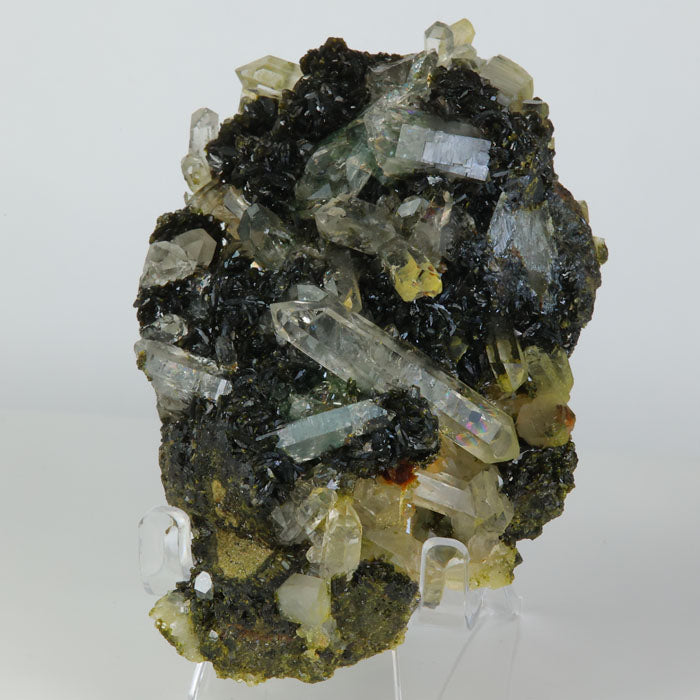 Epidote and quartz crystal specimen from China