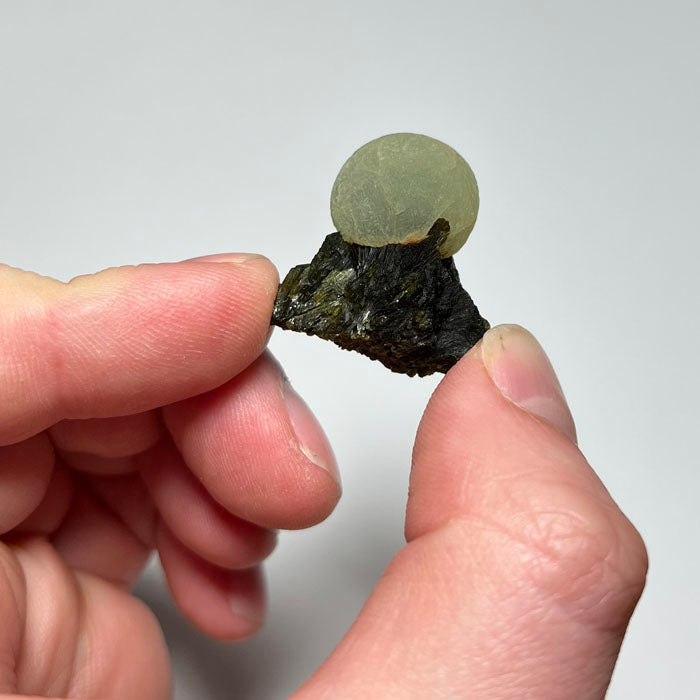 Prehnite and epidote crystal specimen