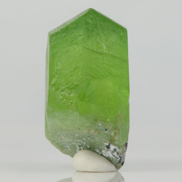 translucent lime green peridot mineral crystal thumbnail specimen
