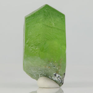 translucent lime green peridot mineral crystal thumbnail specimen