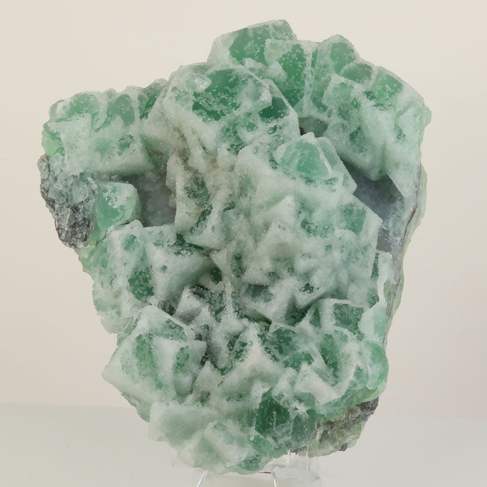 Frosted green fluorite crystal cluster from China