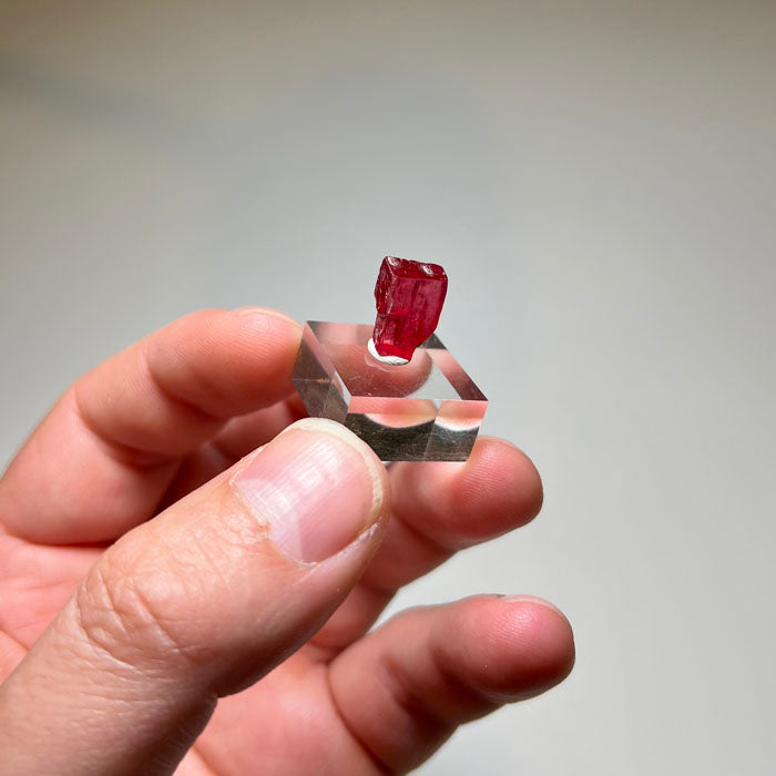 Transparent raspberry-red Rhodonite crystal from Brazil