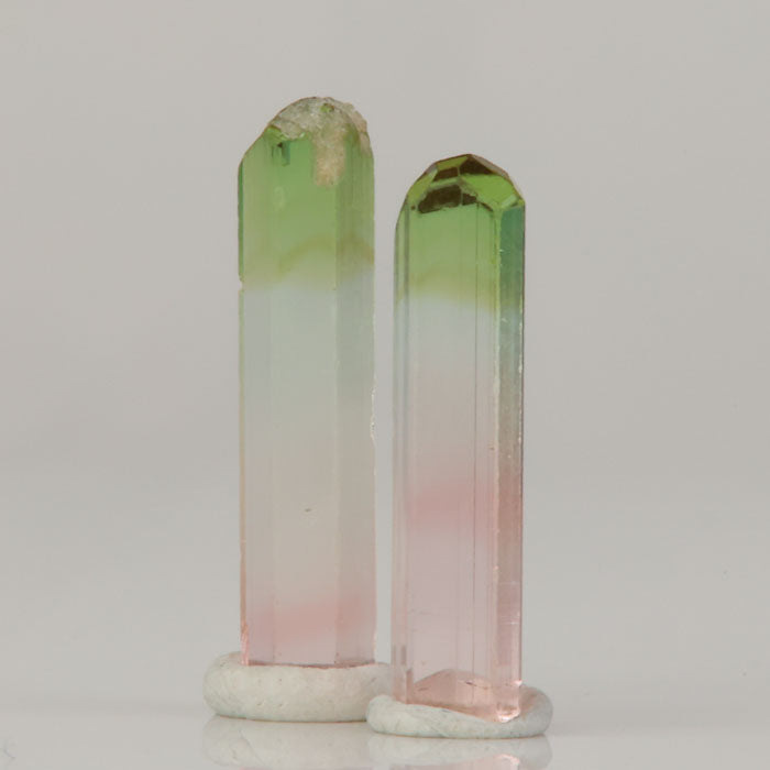 slender tourmaline crystal pair natural zoning and terminations