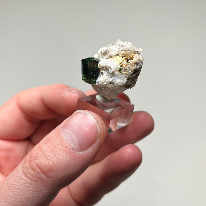 chrome tourmaline crystal on quartz matrix Tanzania specimen