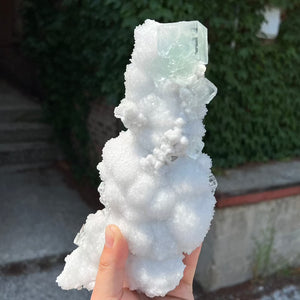 1.2kilo Minty Green Fluorite on White Quartz