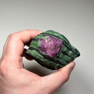 green zoisite with pink ruby crystals matrix