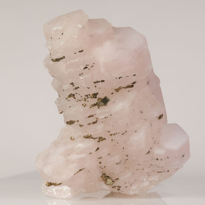 calcite crystal cluster with metallic pyrite cubes